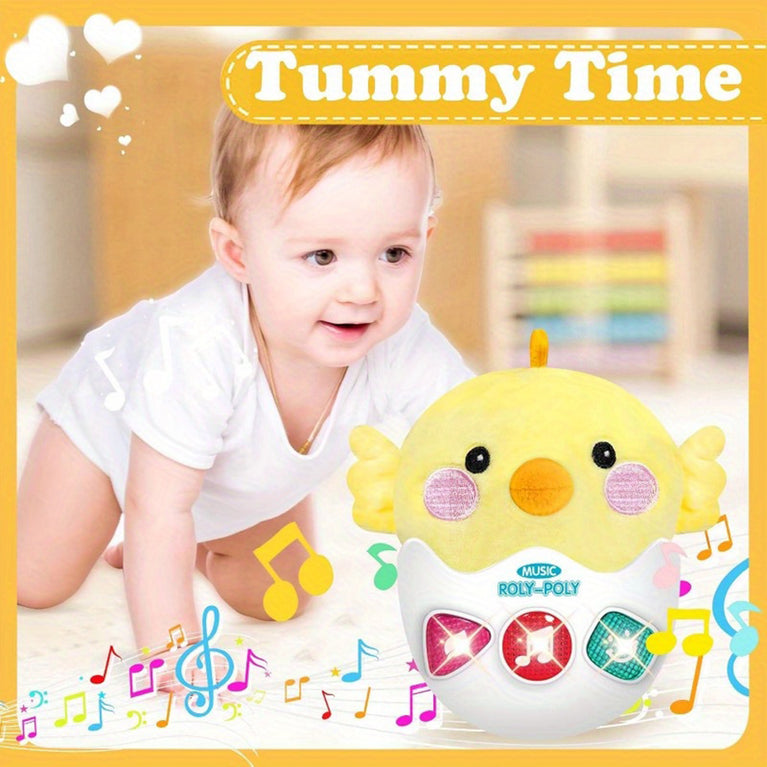 Baby Stuffed Rocking Musical Toy - Baby Tummy Time Toy 6-12 Months Old Girls 6 7 8 9 12 18-24 Months Singing Light Plush Learning Educational Roly Birthday Gift