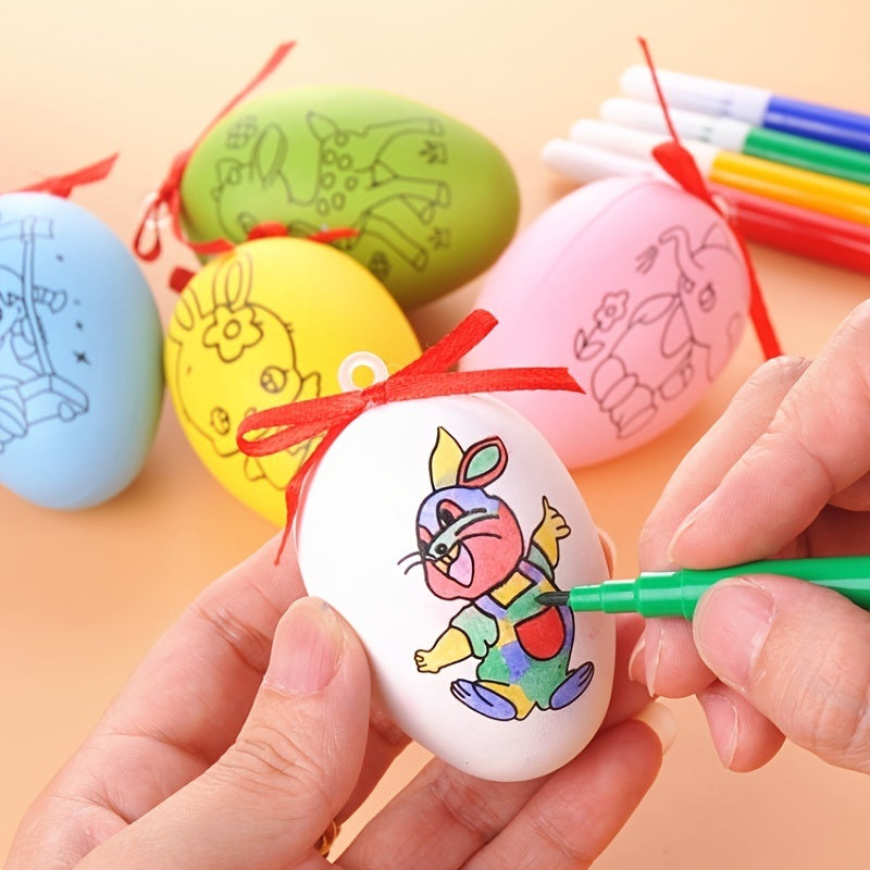 4 Pack; Children's Creative Handmade Diy Easter Eggs Handmade Cartoon Painted Hand-painted Eggshell Toys By Young Children; Easter Gifts For The Children