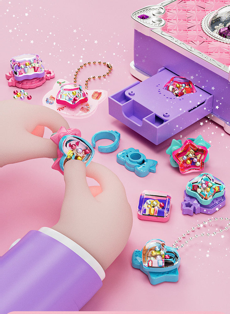 71 PCS DIY Jewel Rings Stickers Magical Kits for Little Girls, Handmade DIY Crafting Rings Bracelet Pendent Keychain, DIY Crafts for Kids, Birthday Gifts Toys for Age 3 4 5 6+ Year Old