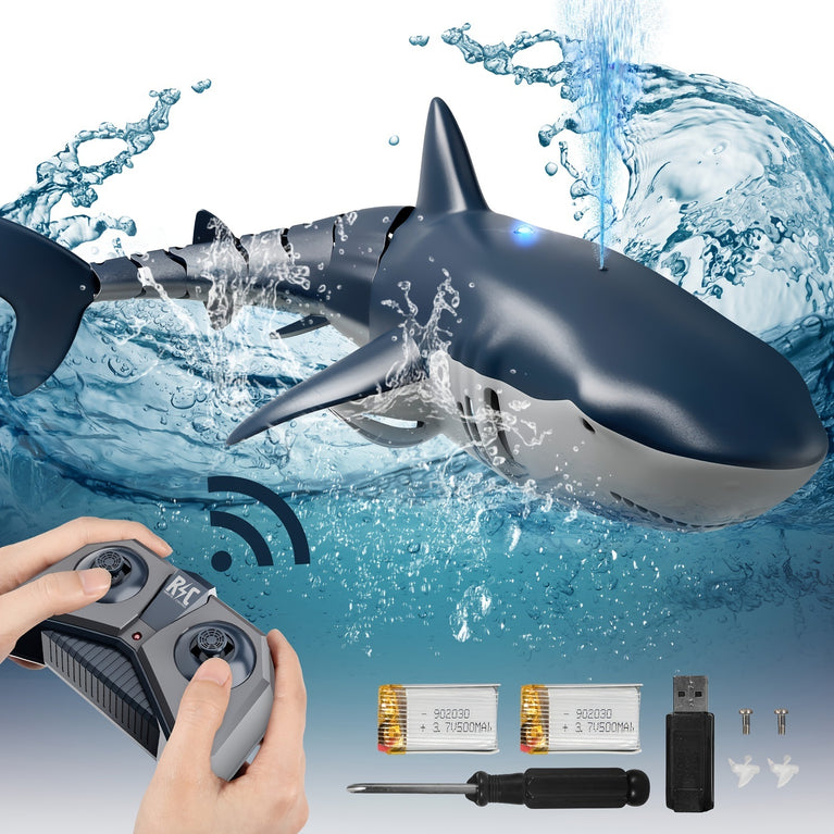 Remote Control Shark [2022 New Version] 1:18 High Simulation Scale Fish With Light & Spray Water For Lake Bathroom Pool Toys For Kids Ages 4 5 7 8 Boys Halloween Christmas Birthday Gift RC Boat