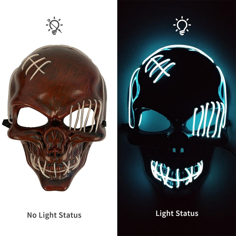 LED Light-Up Scary Halloween Mask for Festival Parties and Costume Cosplay