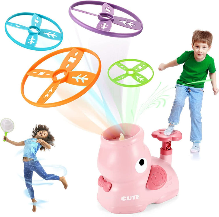 Outdoor Toys for Kids Ages 4-8: Elephant Butterfly Catching Game - Toddler Chasing Toy 3 4 5 6 7 Year Old Boys Girl Flying Spinner Toy Disc Rocket Launcher Kid Age 8-12 Gifts Fun Family Outside Games