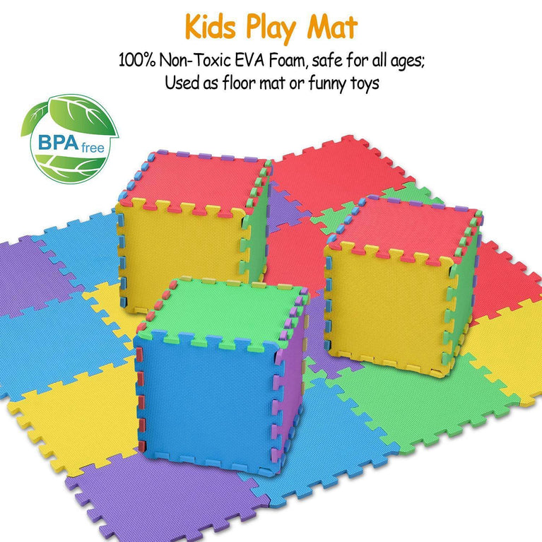 16Pcs Kids Puzzle Exercise Play Mat Interlocking Non-Toxic EVA Floor Mat Multi-Color Anti-Skid Playmat