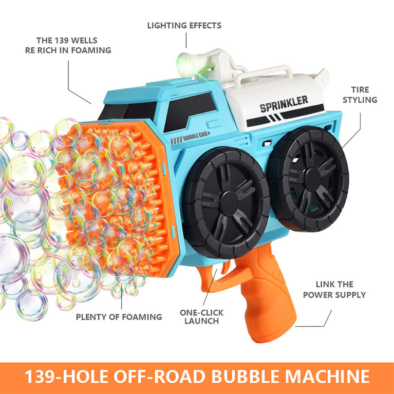 Kids Bubble gun, Sprinkler bubble machine, bubble solution, bubble machine for outdoor activities Suitable for 3 4 5 6 7 8 9 10 years old Boy Girl Child birthday (blue)