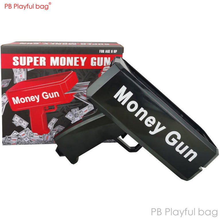 Electric Money Gun Ver.1 with 100pcs Props Money Cash Banknote Spray gun Adult Party Wedding Supplies Children toys AC98