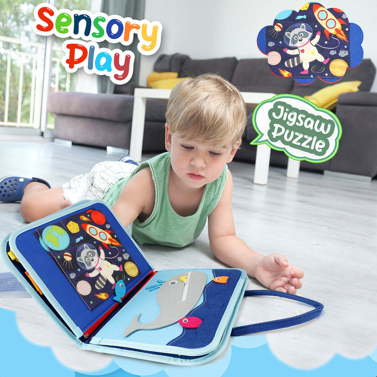 Busy Board Sensory Activity - Montessori Toys Airplane Travel Essentials Road Trip Games Quiet Book Birthday Gifts Learning Toy Educational Toy