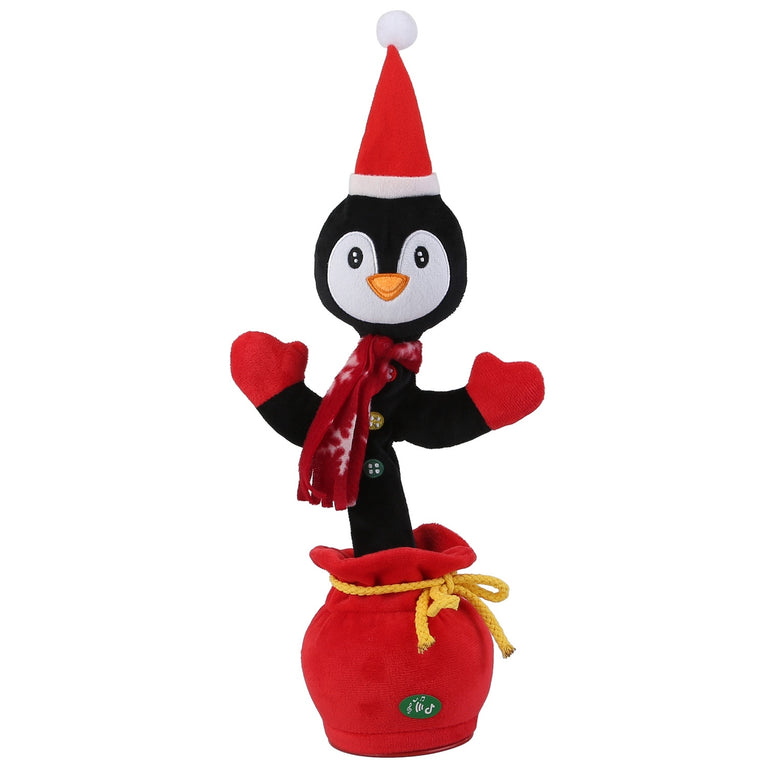 Kid Electric Dance Toy Christmas Elk Snowman Senior Penguin Plush Toy Interactive Sing Song Whirling Mimicking Recording Light up Toy