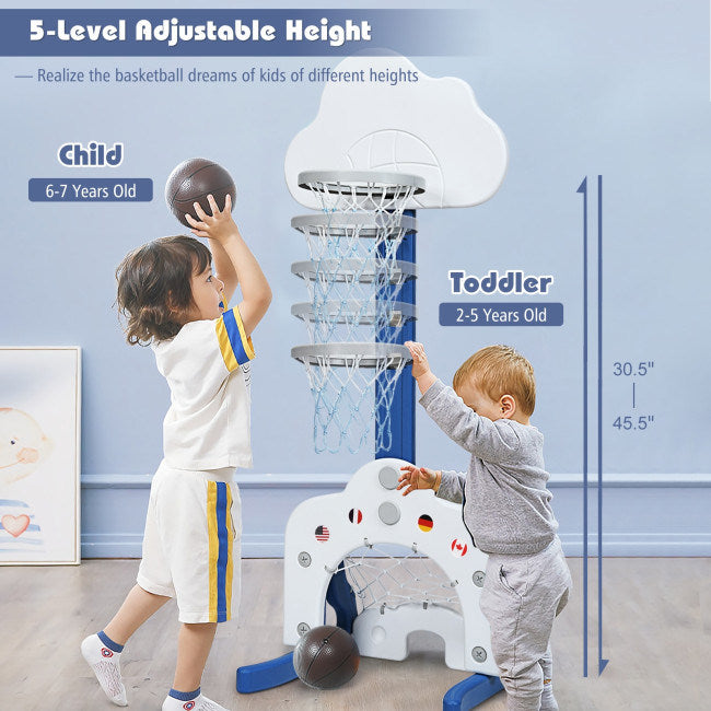 3-in-1 Kids Adjustable Basketball Hoop Set with Balls