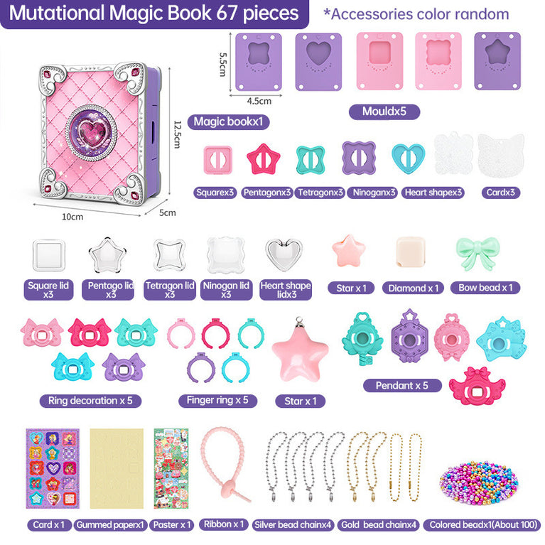 71 PCS DIY Jewel Rings Stickers Magical Kits for Little Girls, Handmade DIY Crafting Rings Bracelet Pendent Keychain, DIY Crafts for Kids, Birthday Gifts Toys for Age 3 4 5 6+ Year Old