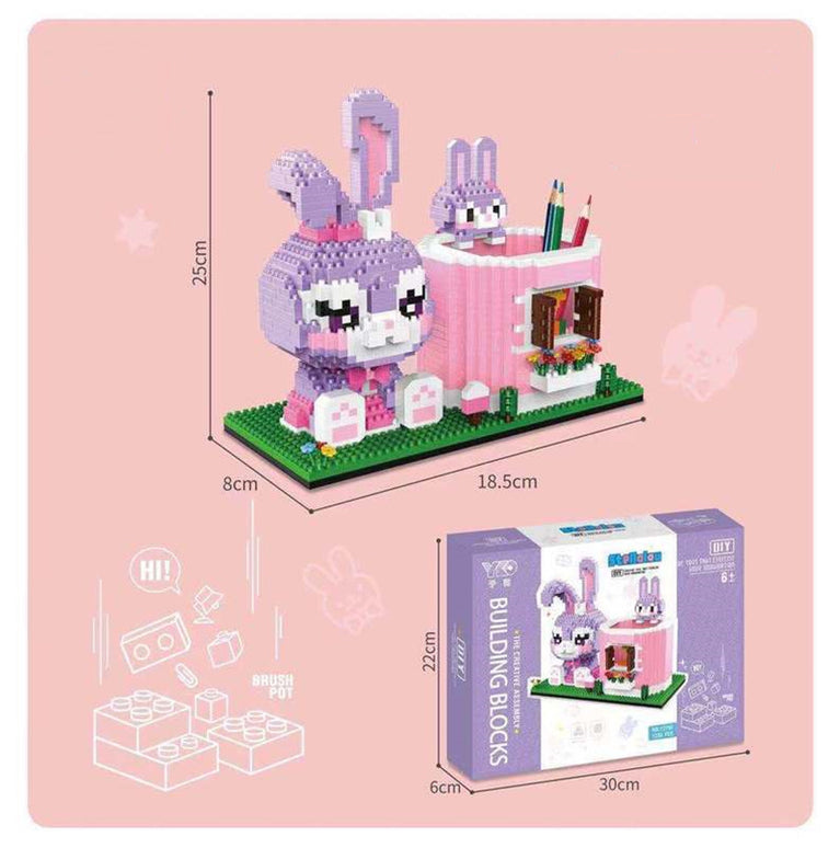 Disney Series Building Blocks Pen Holder Doll Stitch Winnie The Pooh Cute Cartoon Image DIY Puzzle Assembling Toy Children Gift