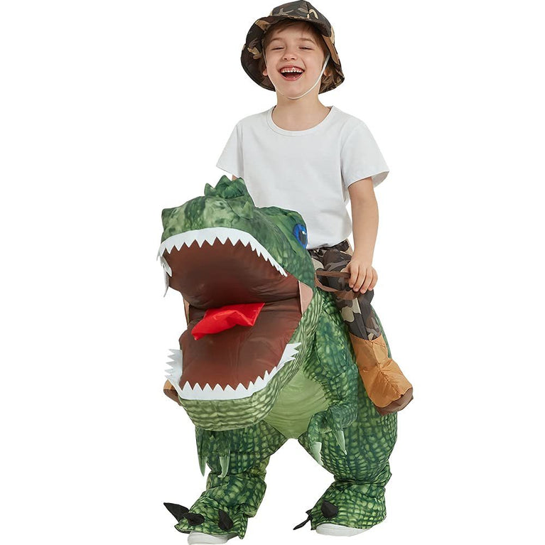 Adult Child Boys Girls Funny Inflatable Dinosaur Costume Riding Tyrannosaurus Rex Cosplay Fancy Dress Kids Halloween Party