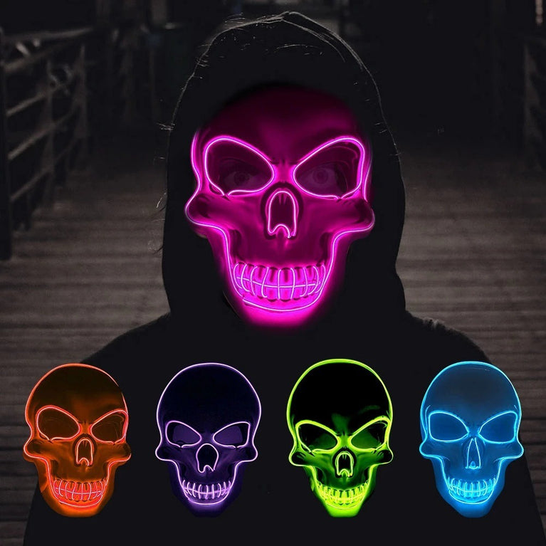 Halloween skull LED light-emitting mask Cold light atmosphere stage performance props New Year's party carnival masks