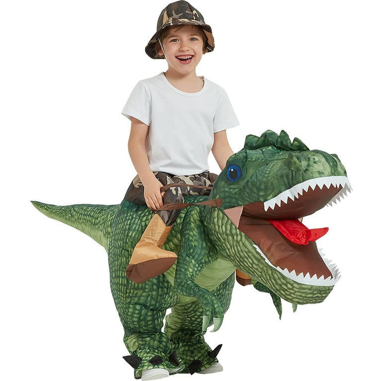 Adult Child Boys Girls Funny Inflatable Dinosaur Costume Riding Tyrannosaurus Rex Cosplay Fancy Dress Kids Halloween Party