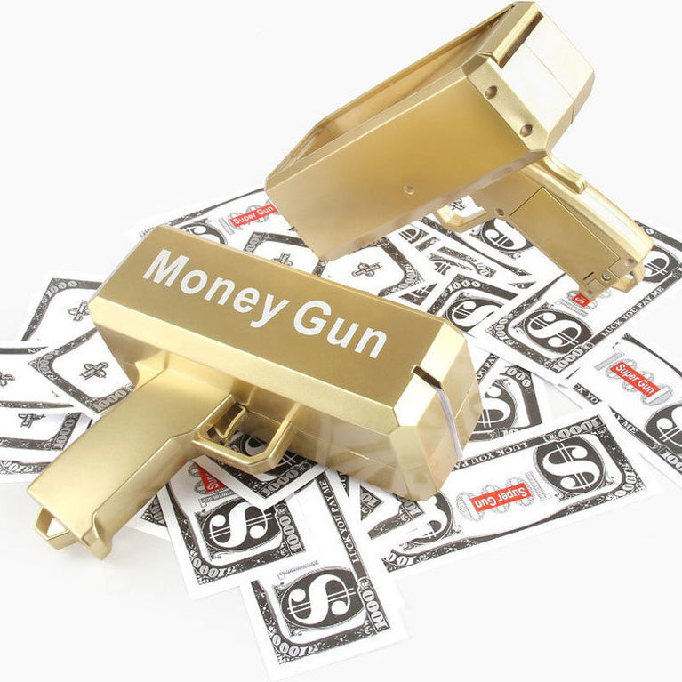 Electric Money Gun Ver.1 with 100pcs Props Money Cash Banknote Spray gun Adult Party Wedding Supplies Children toys AC98