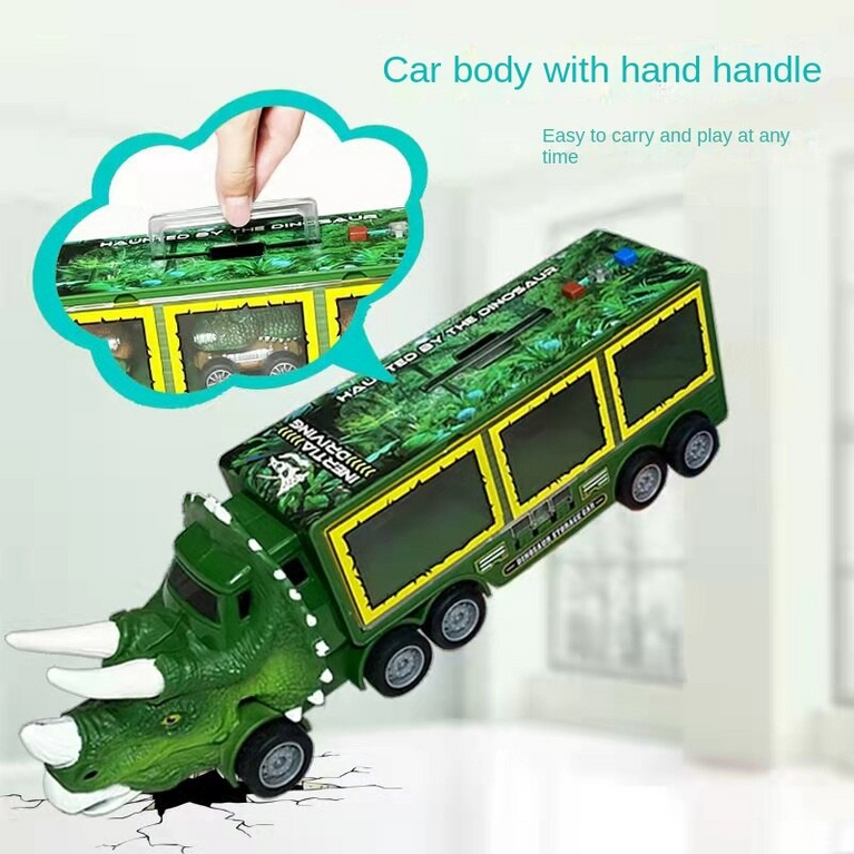 Children's dinosaur toy car Lighted transport car portable storage container car Toy Vehicles