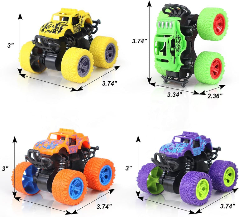 Monster Truck Toys, Pull Back Vehicles Toys, Friction Powered Toy, Mini Push and Go Car Truck Inertia Vehicle, Best Christmas Birthday Party Gift