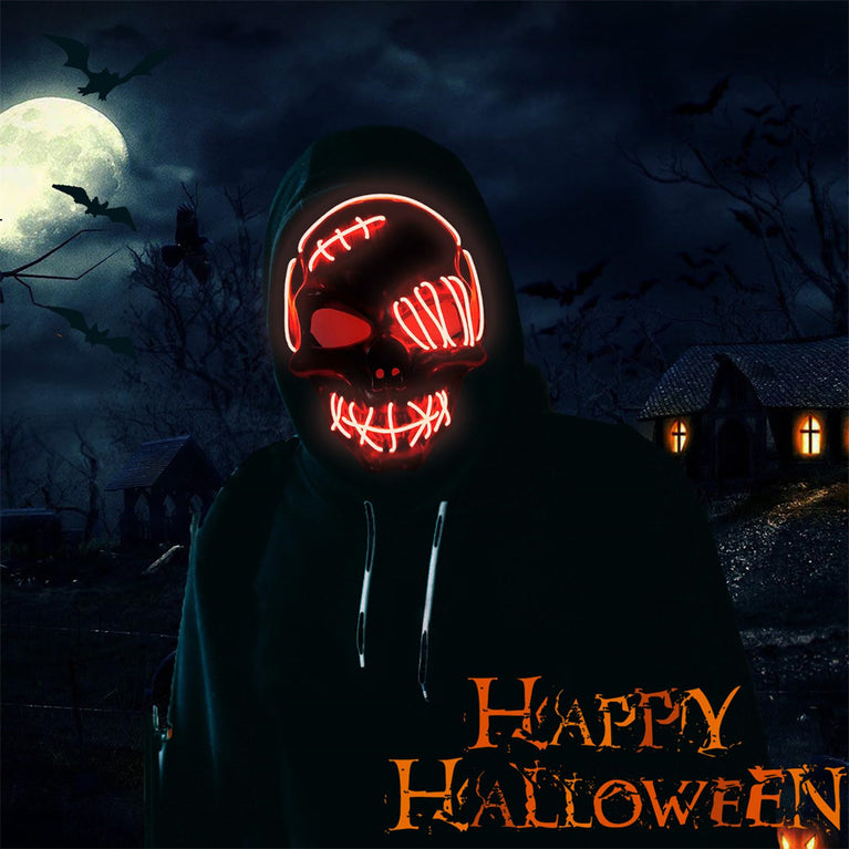 LED Light-Up Scary Halloween Mask for Festival Parties and Costume Cosplay