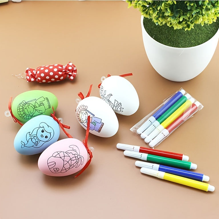 4 Pack; Children's Creative Handmade Diy Easter Eggs Handmade Cartoon Painted Hand-painted Eggshell Toys By Young Children; Easter Gifts For The Children