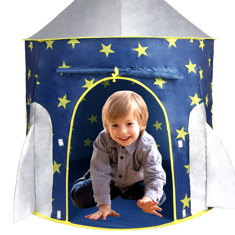 Kids Tent Rocket Spaceship, Kids Play Tent, Unicorn Tent for Boys & Girls, Kids Playhouse, Pop up Tents Foldable, Toddler Tent, Gift for Kids, Indoor & Outdoor, Blue, Space Theme