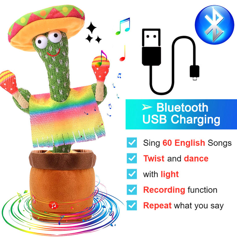 Bluetooth Dancing Cactus Repeat Talking Toy 60/120 Songs Electronic Plush Toys Singing Recording Doll Early Education for Kids