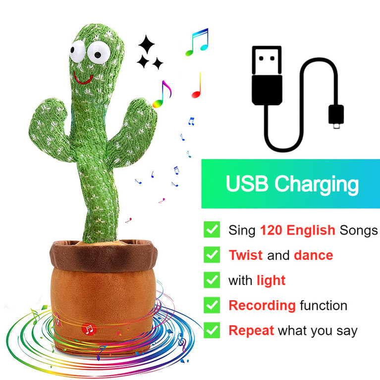 Bluetooth Dancing Cactus Repeat Talking Toy 60/120 Songs Electronic Plush Toys Singing Recording Doll Early Education for Kids