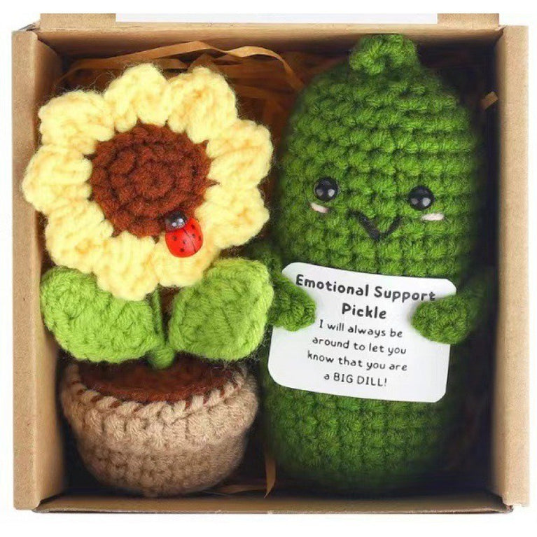 Positive Energy Potato Mini Handmade Plush Knitted Doll With Card Stress Relieving Knitted Doll Home Decoration Cross-border Hot-selling Funny Dolls, Handmade DIY Wool Crochet Keychain Pendants