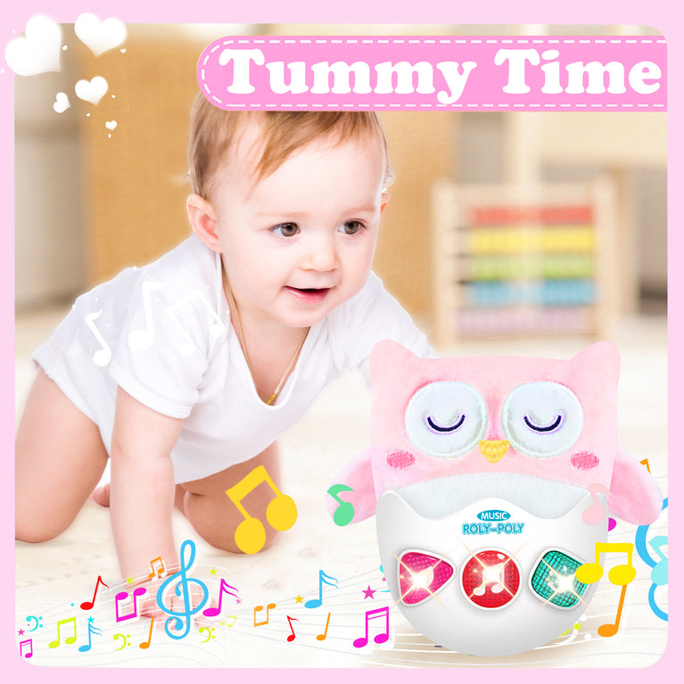 Baby Stuffed Rocking Musical Toy - Baby Tummy Time Toy 6-12 Months Old Girls 6 7 8 9 12 18-24 Months Singing Light Plush Learning Educational Roly Birthday Gift