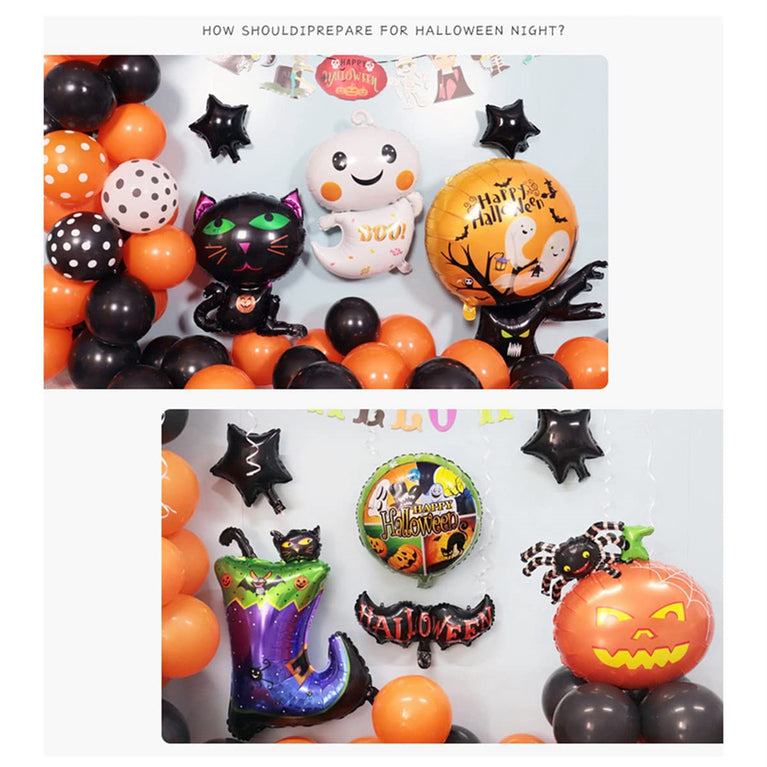 Halloween Balloon Decoration Set with Cartoon Ghost Tree Arch