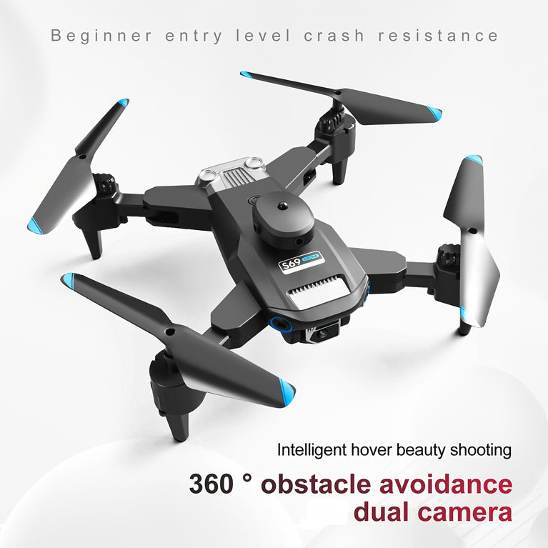 S69 RC Drone With HD Dual Camera & 3 Battery; WIFI FPV Drone 360° Obstacle Avoidance Headless Mode; RC Foldable Quadcopter Helicopter Drone Gift Toys For Kids Adults