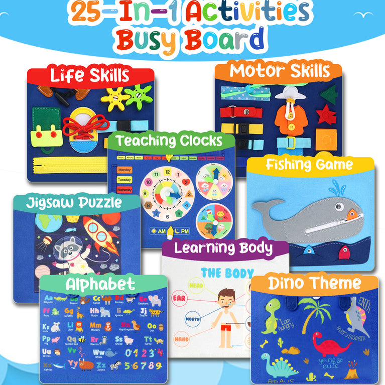 Busy Board Sensory Activity - Montessori Toys Airplane Travel Essentials Road Trip Games Quiet Book Birthday Gifts Learning Toy Educational Toy