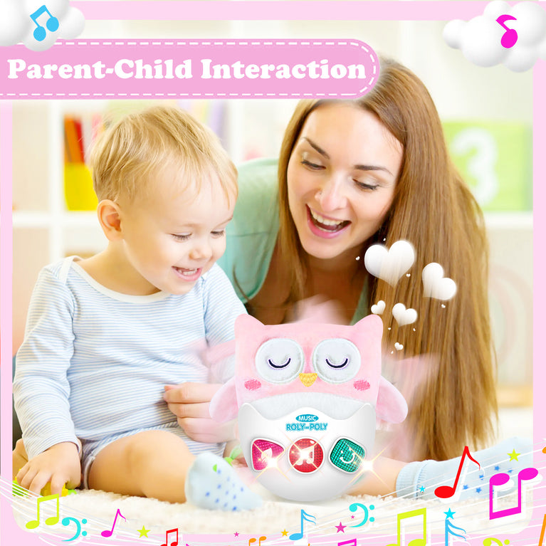 Baby Stuffed Rocking Musical Toy - Baby Tummy Time Toy 6-12 Months Old Girls 6 7 8 9 12 18-24 Months Singing Light Plush Learning Educational Roly Birthday Gift