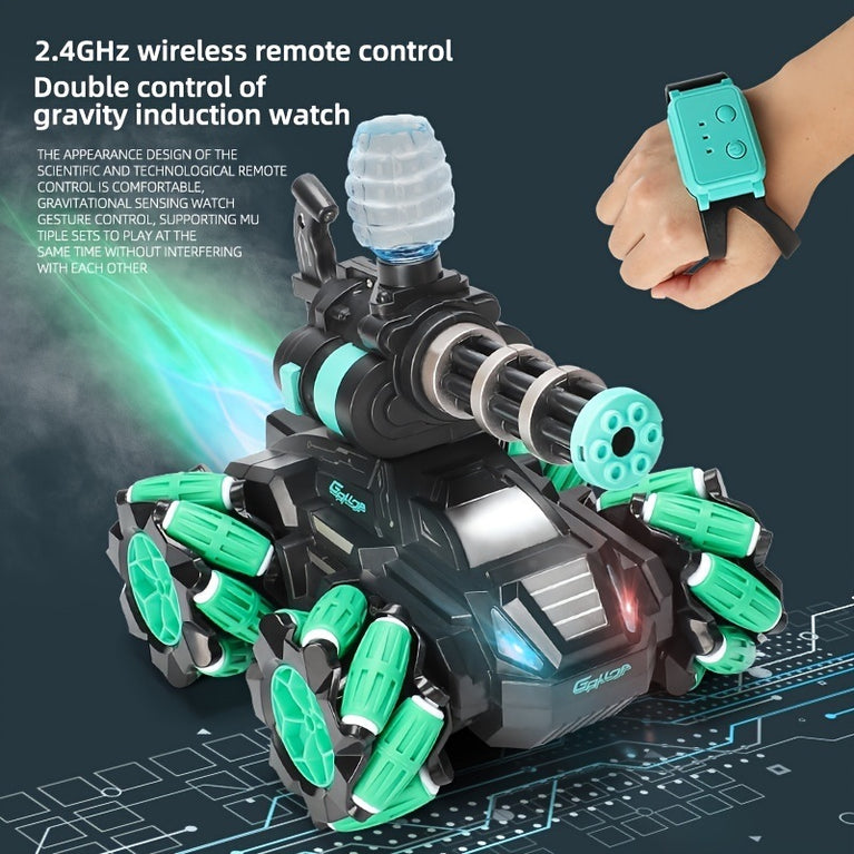 1pc 2.4G Water Bomb RC Tank RC CAR Shoots Toys For Boys; Tracked Vehicle Remote Control War Tanks; Radiocontrol Birthday Gifts Holiday Gifts Memorial Day Gift With Tail Gas Spray Ambient Light