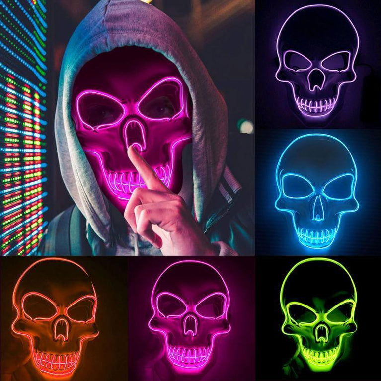 Halloween skull LED light-emitting mask Cold light atmosphere stage performance props New Year's party carnival masks