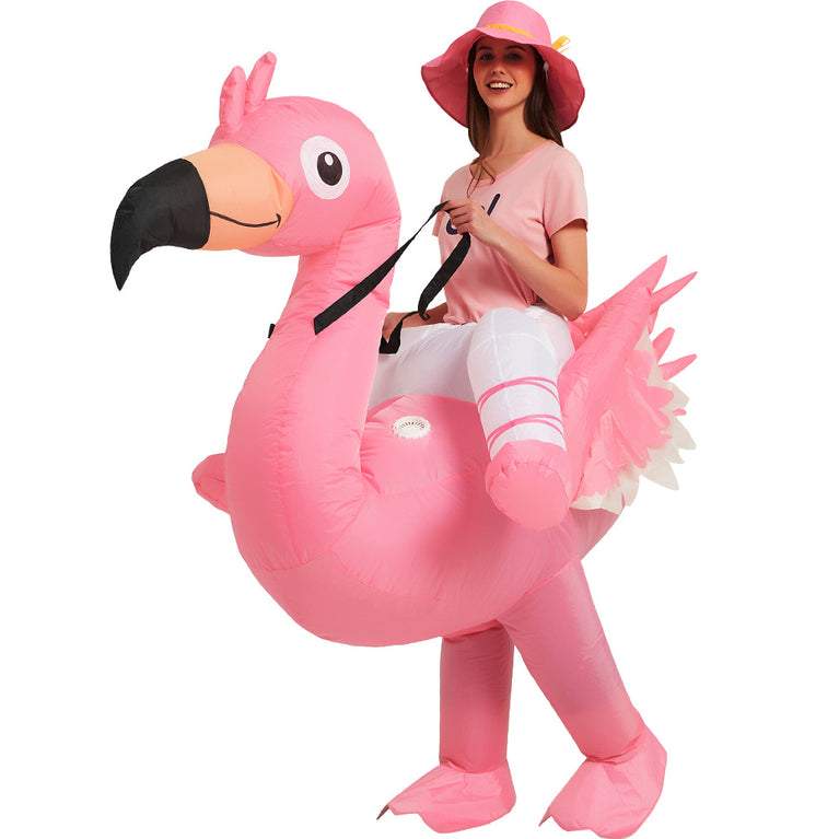 Flamingo Inflatable Costume Riding On Flamingo Air Blow up Costumes Funny Fancy Dress Party Halloween Costume for Adult