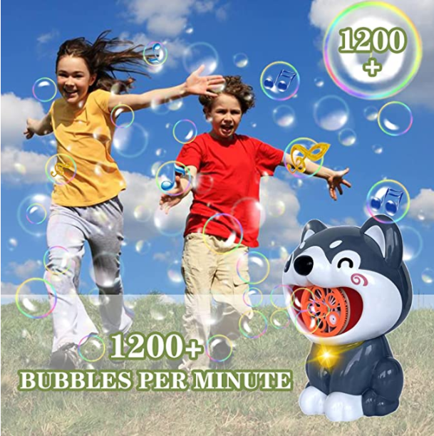 Bubble machine portable bubble machine for boys and girls; 1000+ bubbles per minute; music and light dog-shaped automatic bubble machine toy suitable for indoor and outdoor children's toys and gifts