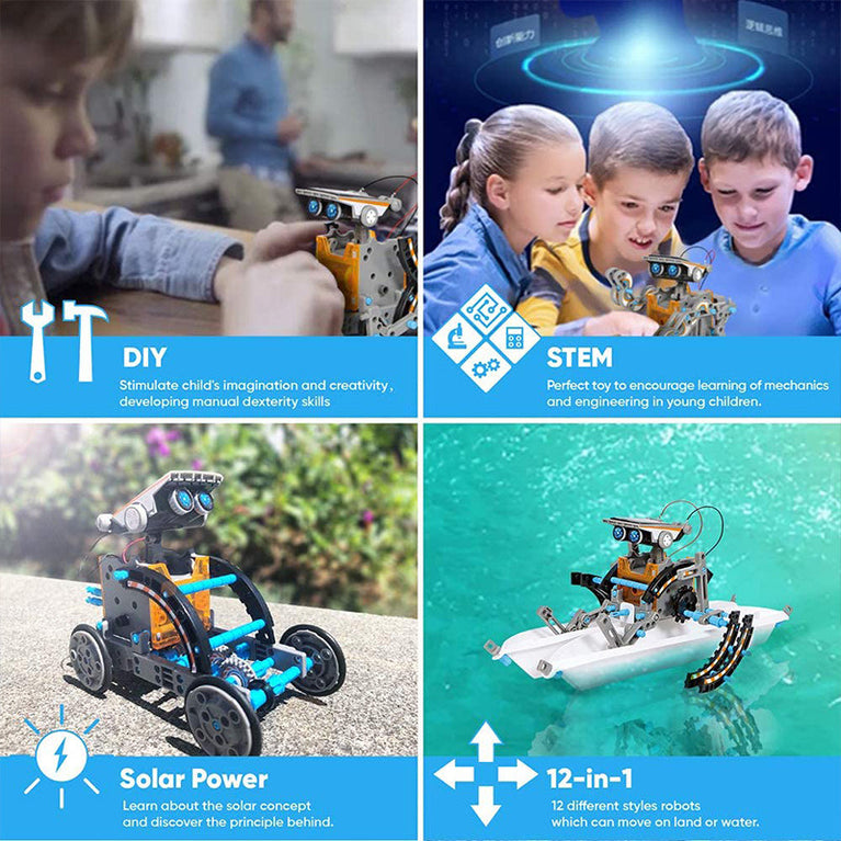 STEM Solar Robot Kit For Kids; 12-in-1 Educational STEM Science Experiment Toys; Solar Powered Building Kit DIY For 8 9 10 11 12 13 Years Old Boys & Girls Kids Toy