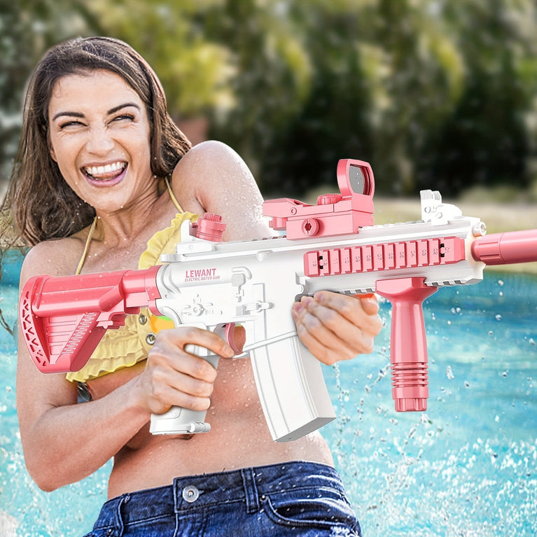 M416 Electric Water Gun - Powerful Water Soaker With External Water Bottle Connection - Up To 20 FT Long Range Automatic Toy For Kids & Adults - Perfect For Outdoor Water Pool Shooting Games