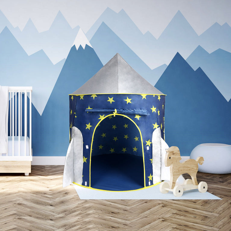 Kids Tent Rocket Spaceship, Kids Play Tent, Unicorn Tent for Boys & Girls, Kids Playhouse, Pop up Tents Foldable, Toddler Tent, Gift for Kids, Indoor & Outdoor, Blue, Space Theme