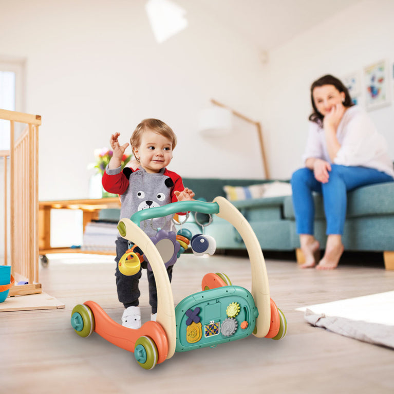 3 in 1 Baby Gym Playmat with Learning Walker Baby Playmat with Piano Keyboard Game Panel 5 Fun Rattle Toys for 0-12 Months Old Musical Activity Center with Lights