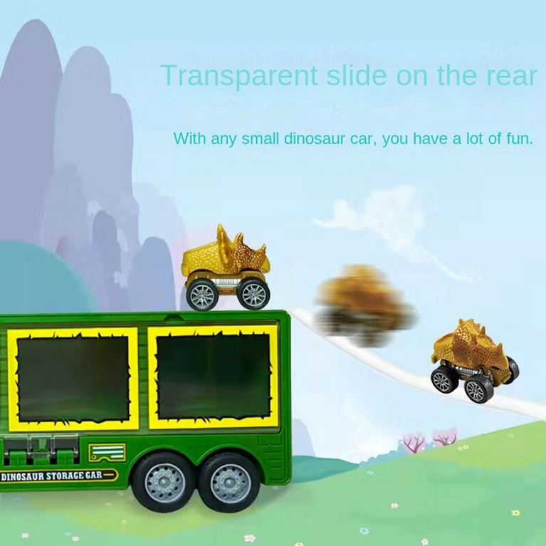 Children's dinosaur toy car Lighted transport car portable storage container car Toy Vehicles