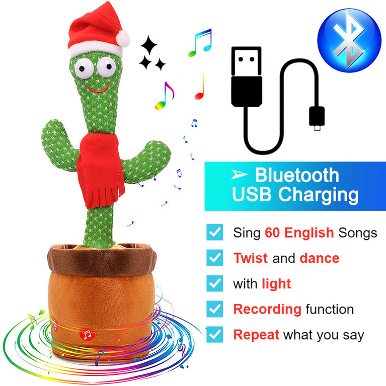 Bluetooth Dancing Cactus Repeat Talking Toy 60/120 Songs Electronic Plush Toys Singing Recording Doll Early Education for Kids