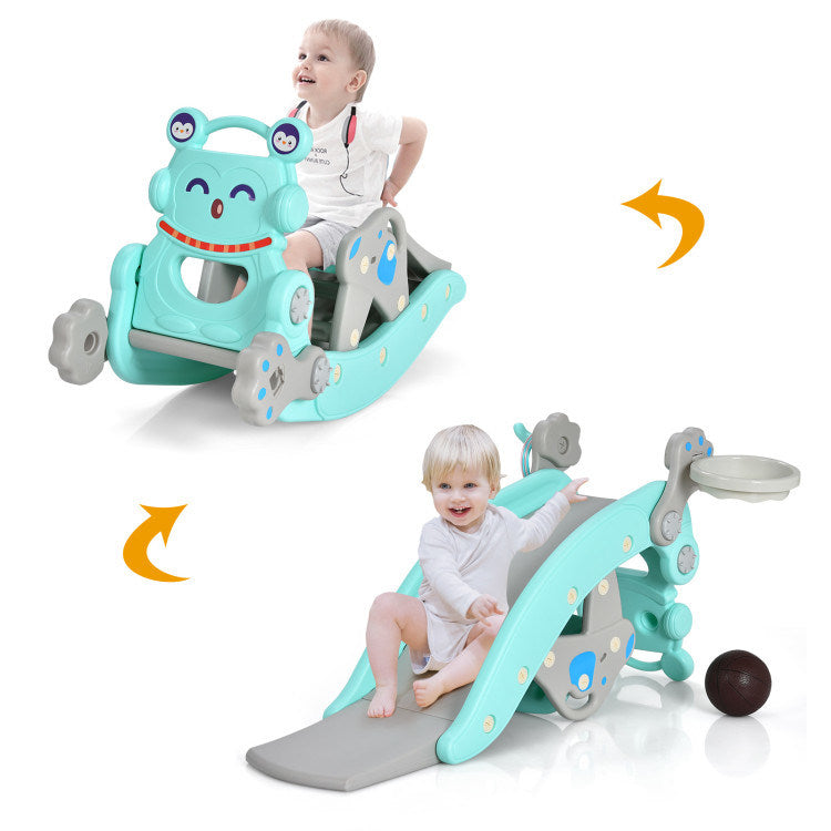 4-in-1 Rocking Horse and Slide Set for Kids