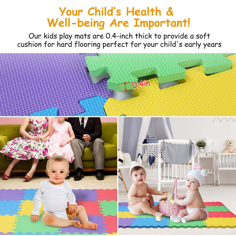 16Pcs Kids Puzzle Exercise Play Mat Interlocking Non-Toxic EVA Floor Mat Multi-Color Anti-Skid Playmat