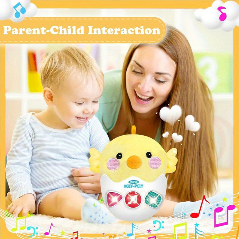 Baby Stuffed Rocking Musical Toy - Baby Tummy Time Toy 6-12 Months Old Girls 6 7 8 9 12 18-24 Months Singing Light Plush Learning Educational Roly Birthday Gift