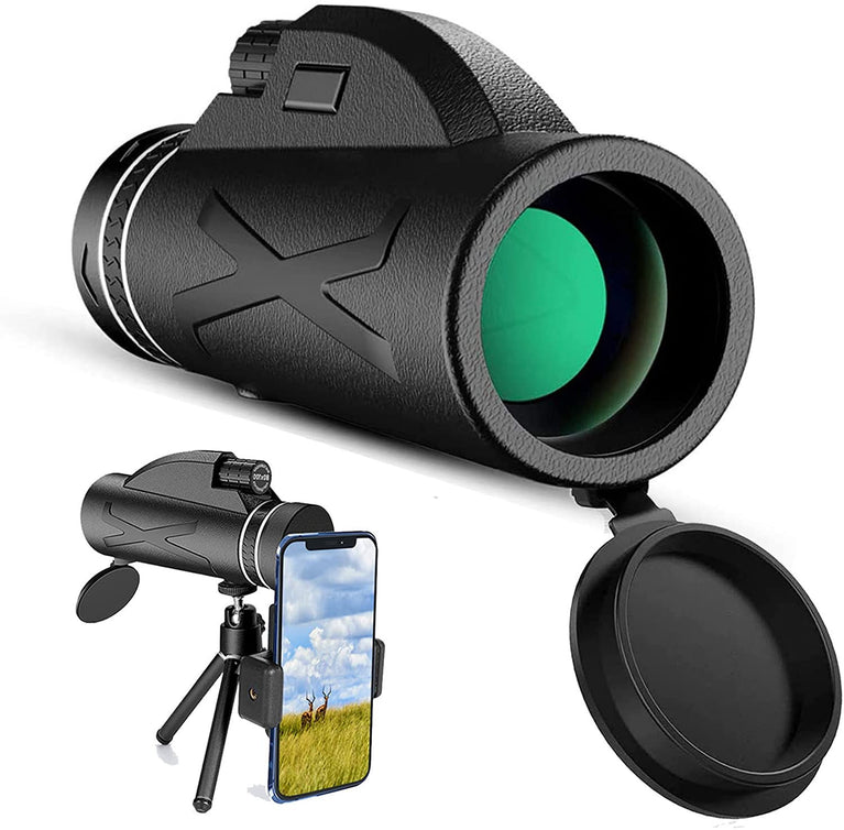 80x100 Monocular-Telescope Low Night Vision Monoculars High Definition for Adults High Powered with Smartphone Adapter Telescope Hunting Wildlife Bird Watching Travel Camping Hiking