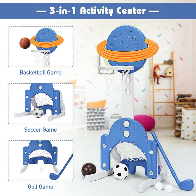 3 in 1 Kids Basketball Hoop Set with Balls