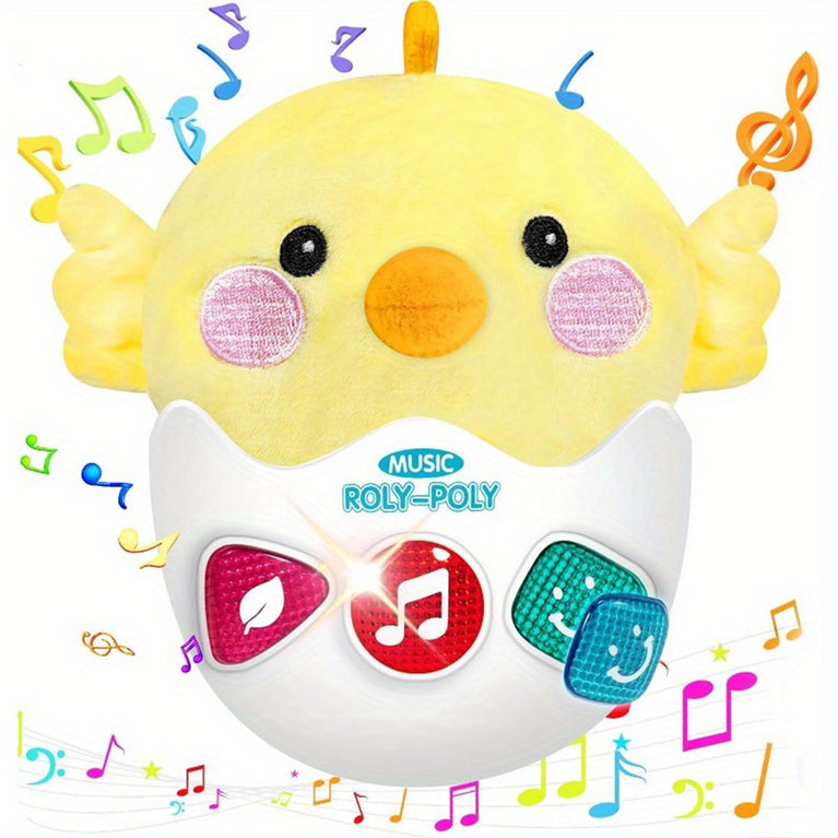 Baby Stuffed Rocking Musical Toy - Baby Tummy Time Toy 6-12 Months Old Girls 6 7 8 9 12 18-24 Months Singing Light Plush Learning Educational Roly Birthday Gift