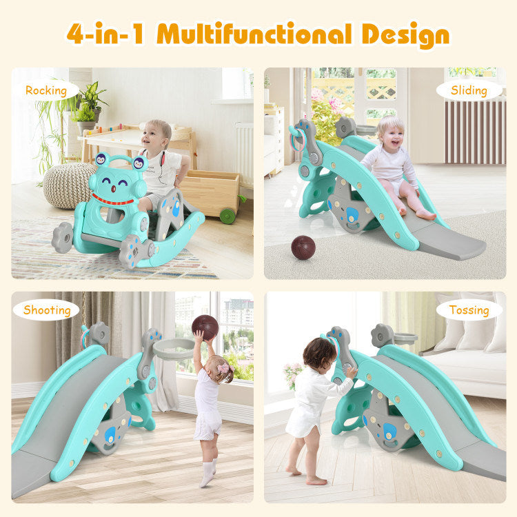 4-in-1 Rocking Horse and Slide Set for Kids